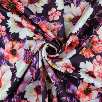 FS576 Meraki Bloom | Fabric | drape, elastane, Fabric, fashion fabric, Floral, Flower, Flowers, FS574, FS576, Ivory, jersey, making, Pink, Polyester, Purple, Scuba, sewing, Stretchy, Watercolor, Watercolour | Fabric Styles