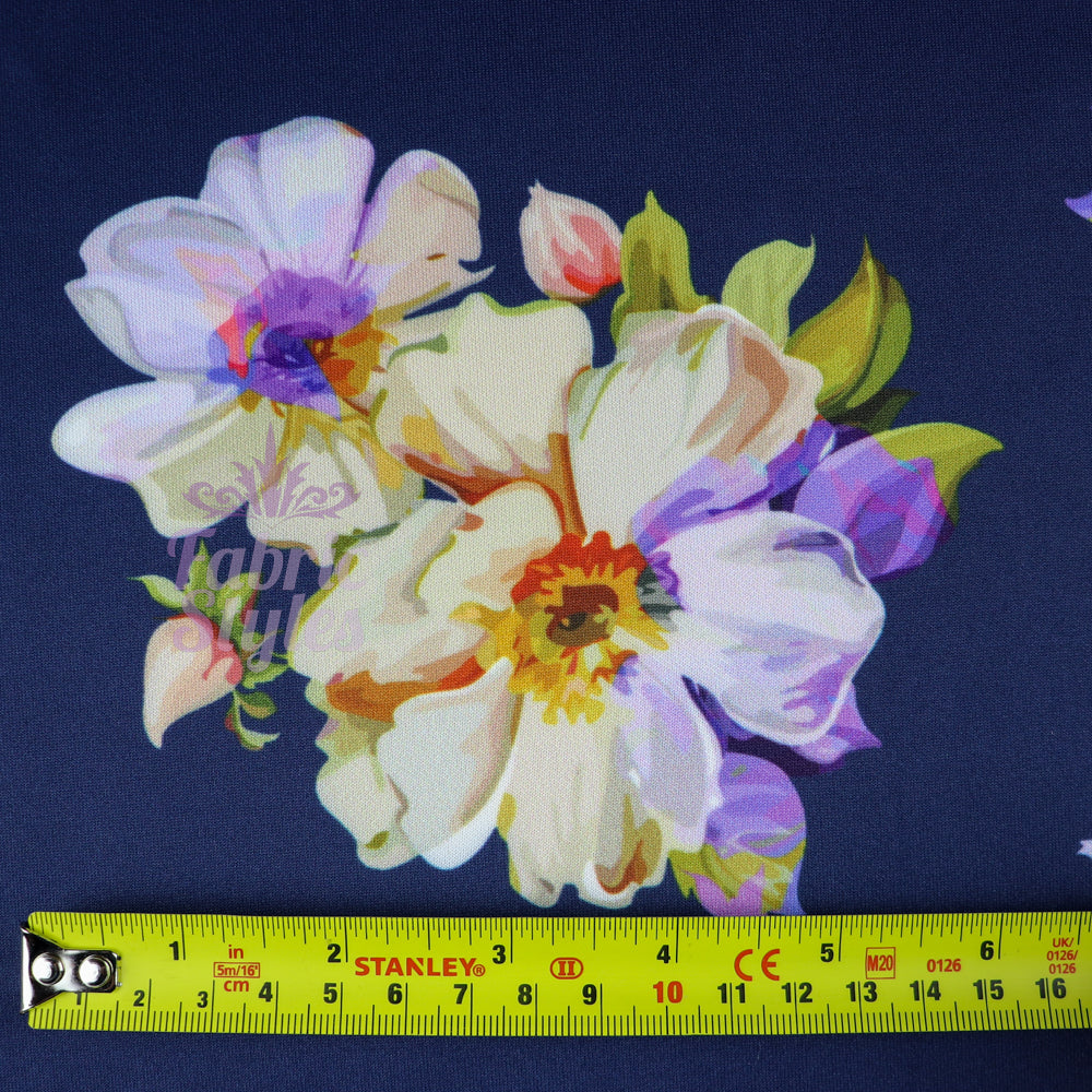 FS804 Coloured Petals | Fabric | Fabric, fashion fabric, Floral, jersey, Navy, nEW, Purple, scuba, stretch | Fabric Styles