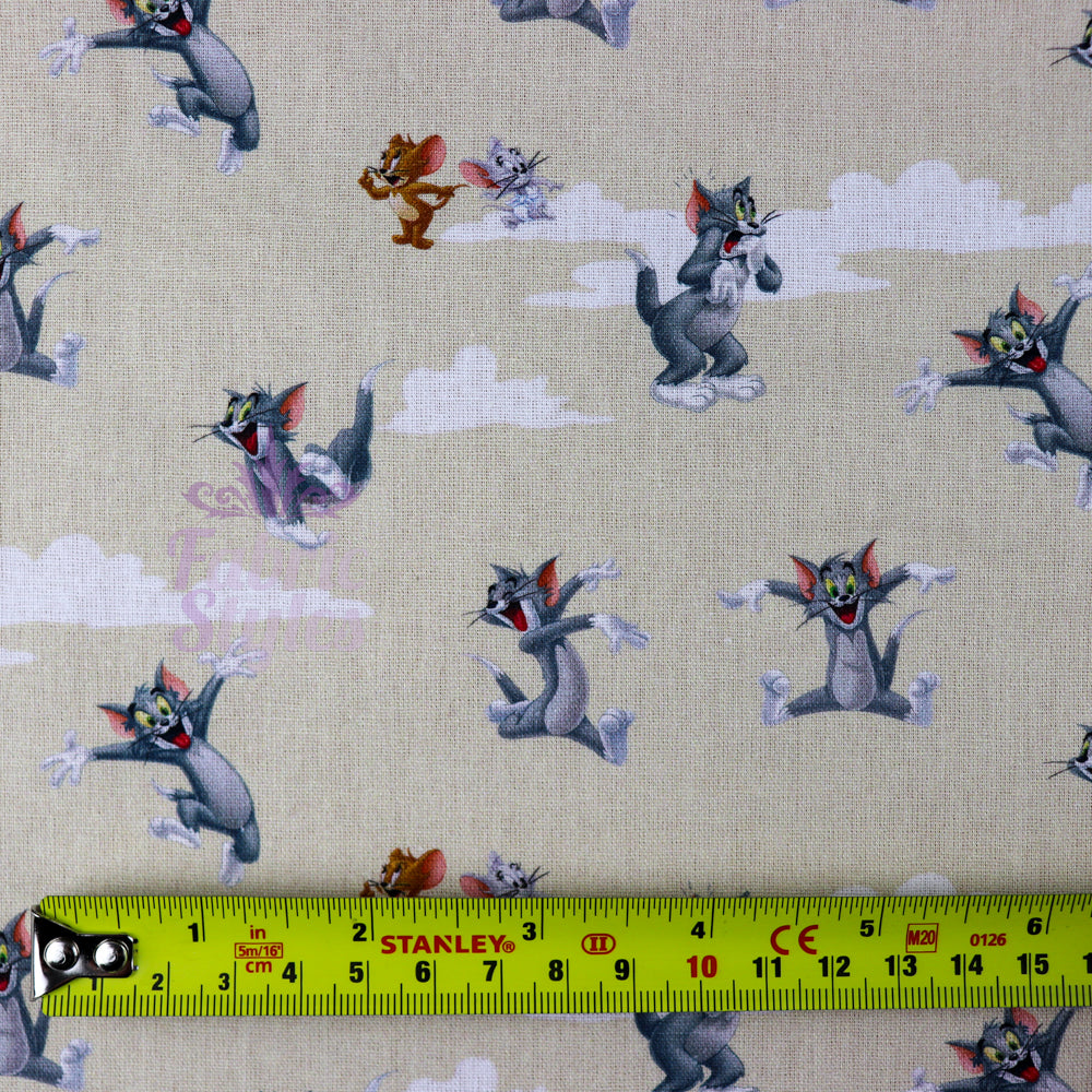 FS934_1 Tom and Jerry | Fabric | blue, Brand, Branded, cartoon, Cotton, drape, Fabric, fashion fabric, Jerry, Light blue, making, Skirt, Tom, Tom & Jerry, Tom and Jerry | Fabric Styles