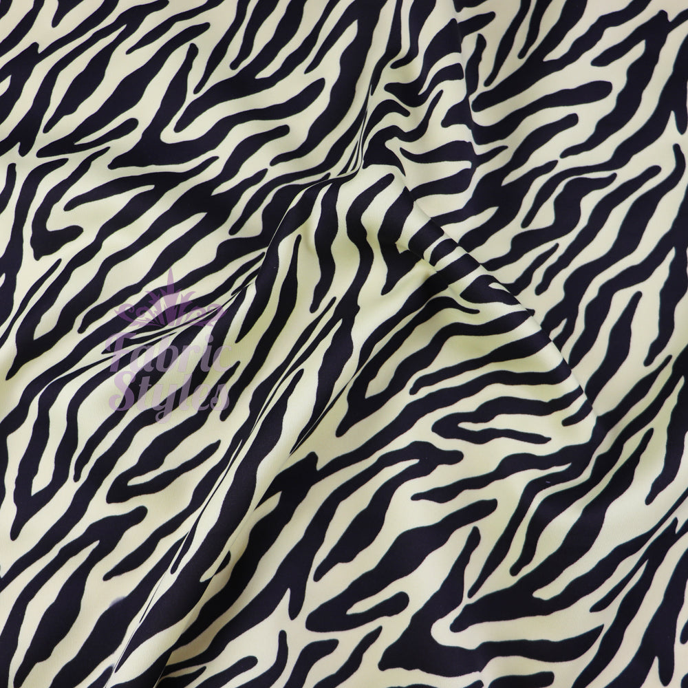 FS967 Zebra Colours | Fabric | Animal, Black, drape, Fabric, fashion fabric, Scuba, sewing, Stretchy, White, Zebra | Fabric Styles