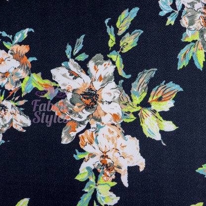 FS1052 Black Waffle Floral | Fabric | drape, Fabric, fashion fabric, Floral, Floral Leopard, Flower, Liverpool, sewing, Stretchy, textured, Waffle | Fabric Styles