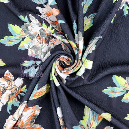 FS1052 Black Waffle Floral | Fabric | drape, Fabric, fashion fabric, Floral, Floral Leopard, Flower, Liverpool, sewing, Stretchy, textured, Waffle | Fabric Styles