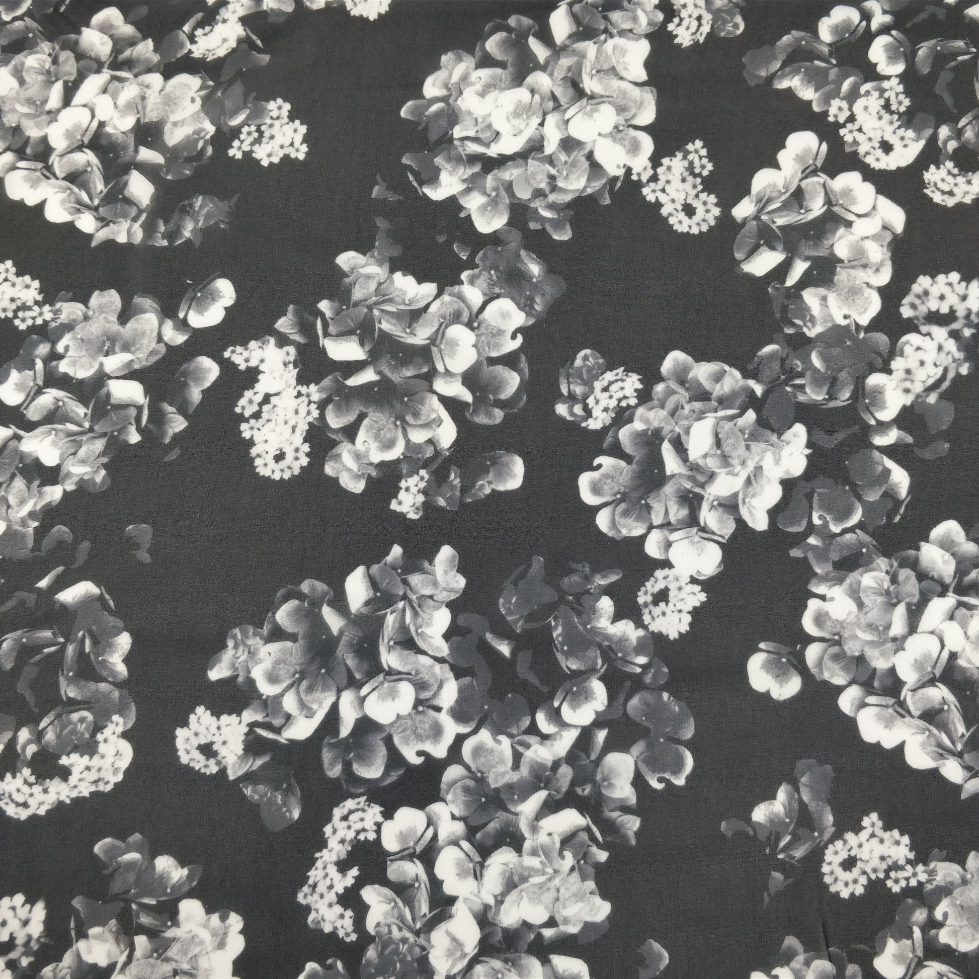 FS038 Black/Grey Floral Print Woven Chiffon Fabric | Fabric | Black, Chiffon, Discounted, drape, Fabric, fashion fabric, Floral, Flower, Grey, Limited, making, Monochrome, Sale, scarf, scarves, sewing, Watercolour, Woven | Fabric Styles