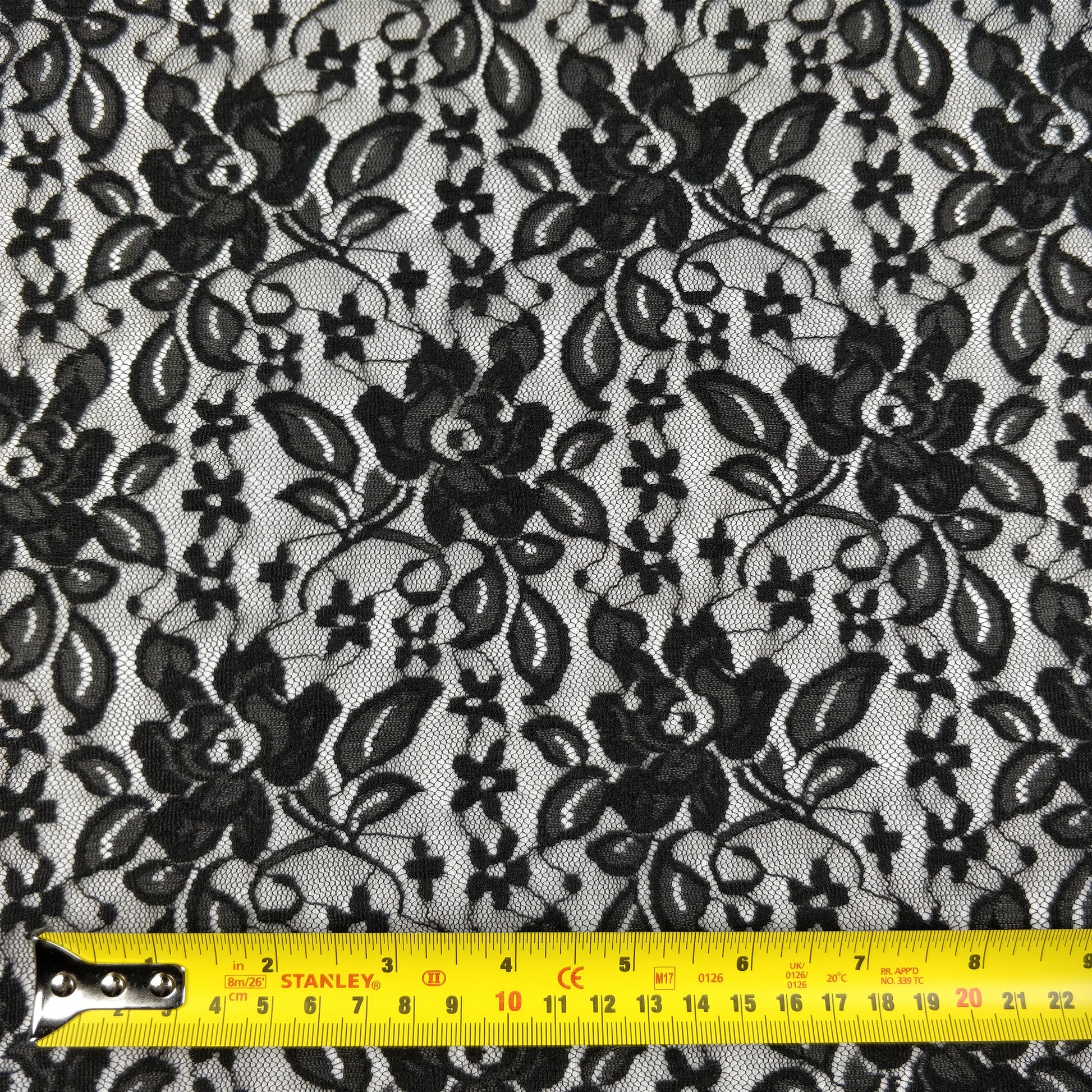 FS061_1 Floral Black Ivory Lace Fabric | Fabric | Black, drape, Fabric, fashion fabric, Floral, Flower, Ivory, Lace, making, Nylon, Polyester, Sale, sewing, Stretch, Stretchy | Fabric Styles