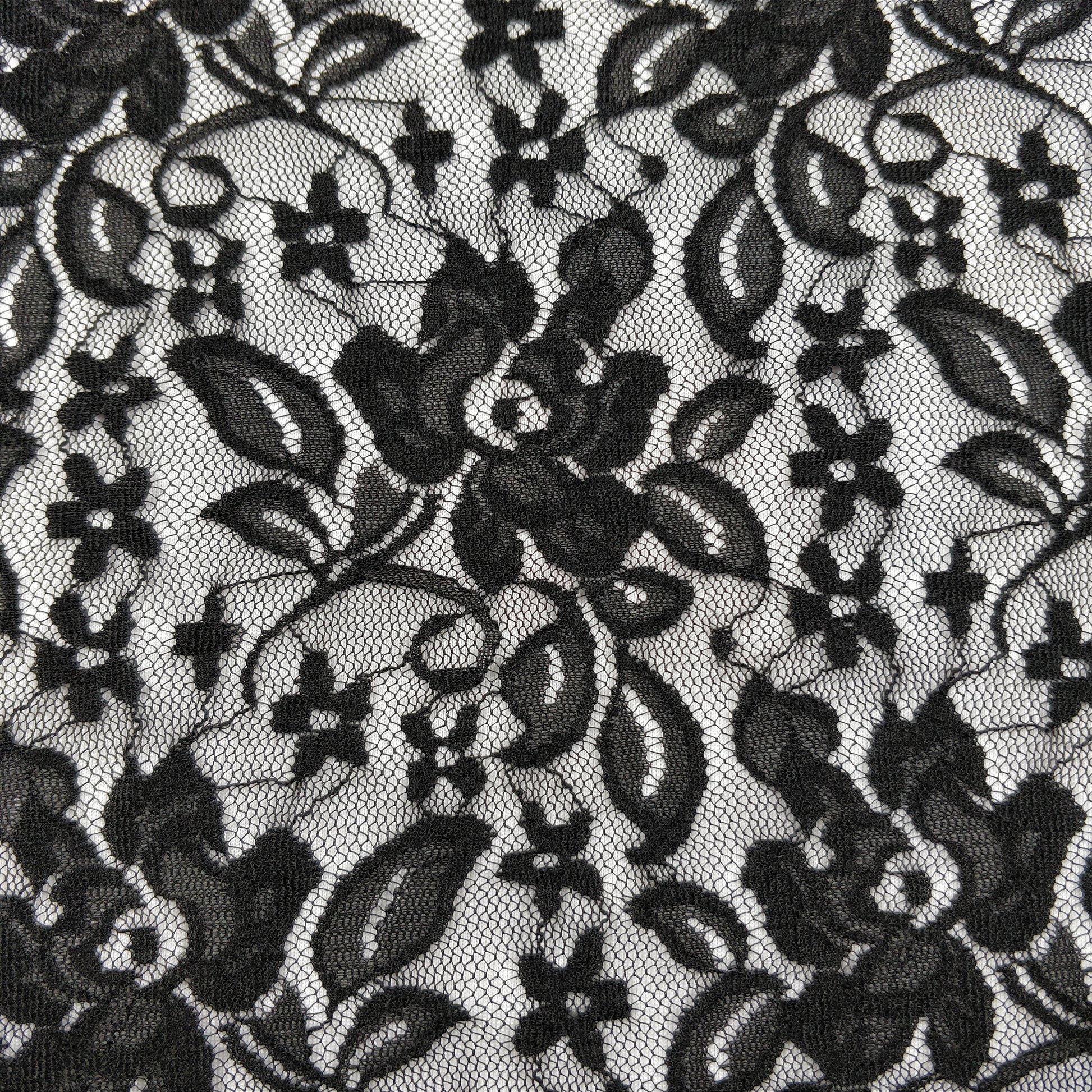 FS061_1 Floral Black Ivory Lace Fabric | Fabric | Black, drape, Fabric, fashion fabric, Floral, Flower, Ivory, Lace, making, Nylon, Polyester, Sale, sewing, Stretch, Stretchy | Fabric Styles