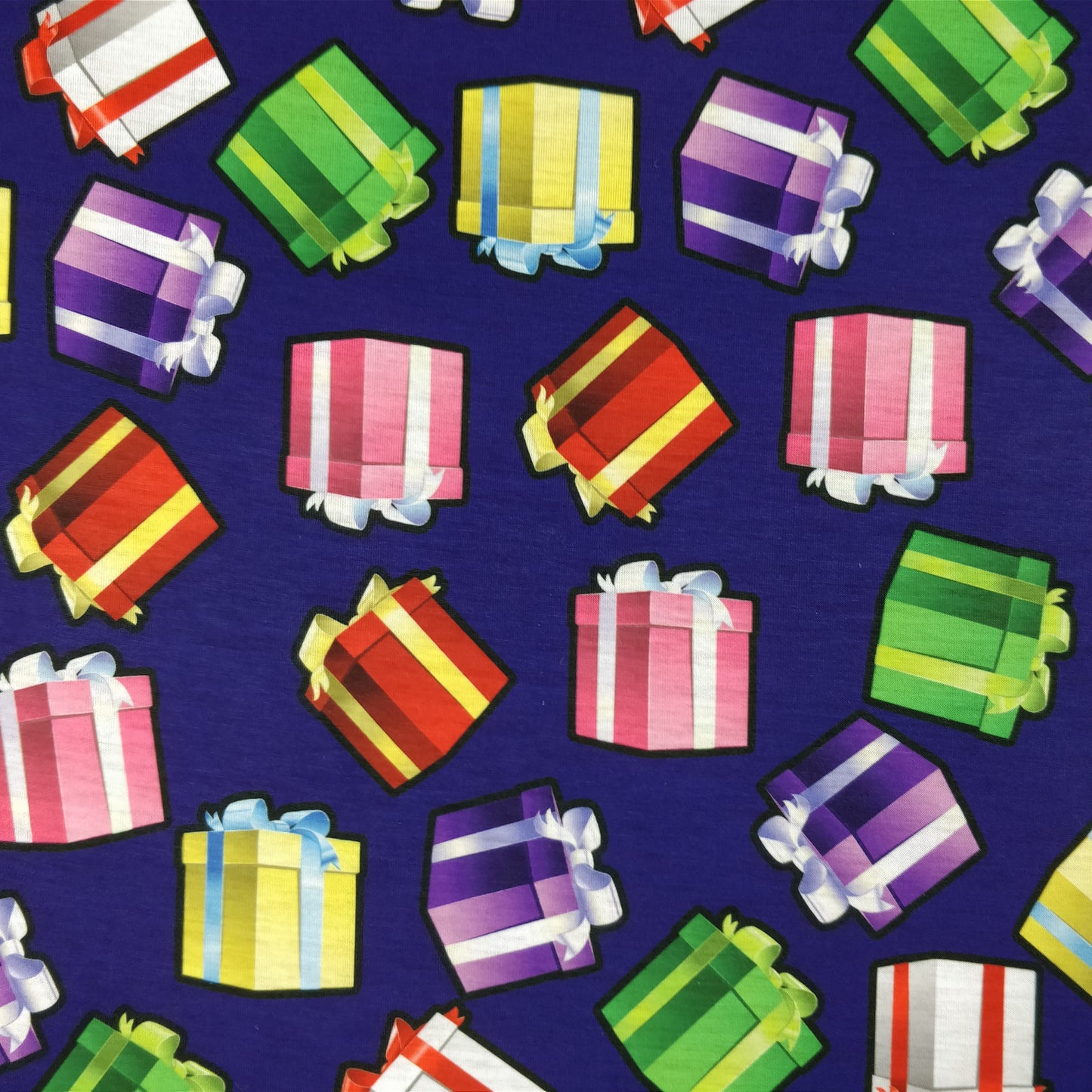 FS158 Presents Gifts Purple Base | Fabric | Box, Boxes, Christmas, drape, fabric, fashion fabric, Gift, Gifts, Green, jersey, making, Package, Packages, polyester, Present, presents, Purple, santa, sewing, spun polyester, xmas | Fabric Styles