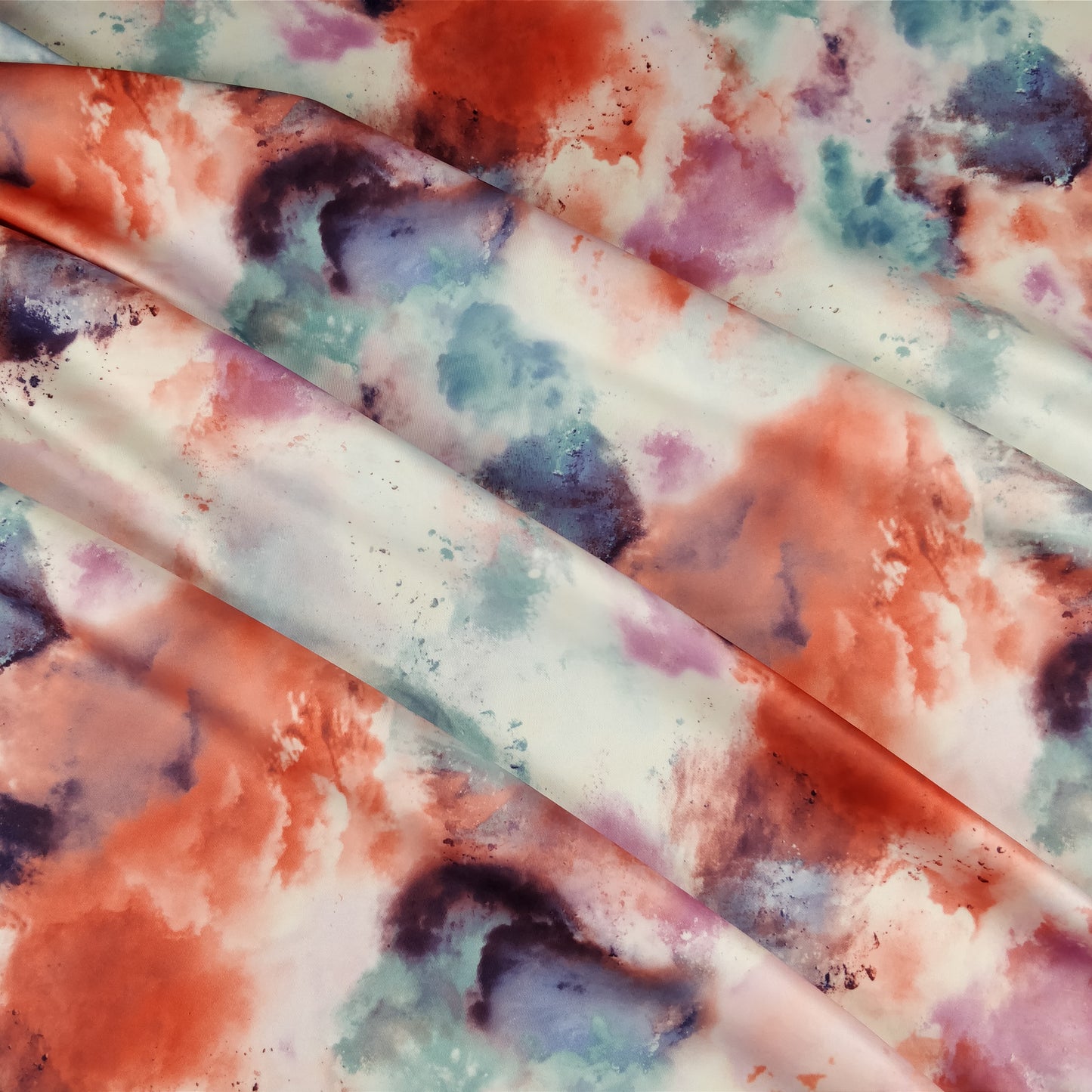 FS116_2 Powder Paint Cloud Scuba Stretch Knit Fabric Pink Orange | Fabric | Clouds, drape, Fabric, fashion fabric, making, Paint, Pink, Powder, Scuba, sewing, Tie Dye | Fabric Styles