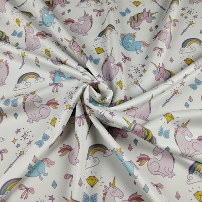 FS169_4 Unicorn Fabric - White | Fabric Styles