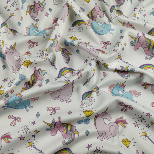 FS169_4 Unicorn Fabric - White | Fabric Styles