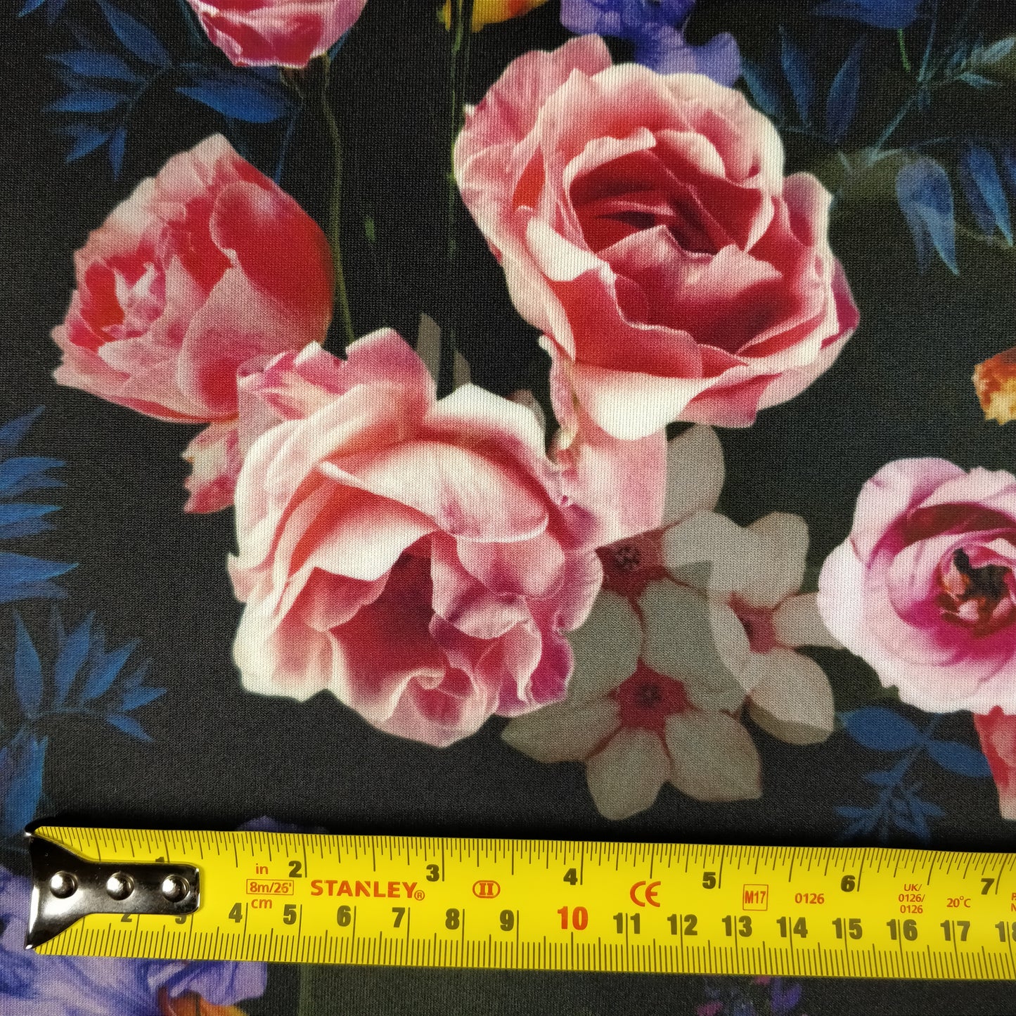 FS193 Vintage Rose Floral | Fabric | Black, drape, Dress making, Fabric, fashion fabric, Floral, Flower, jersey, making, Navy, Pink, Rose, Scuba, sewing, Stretchy | Fabric Styles