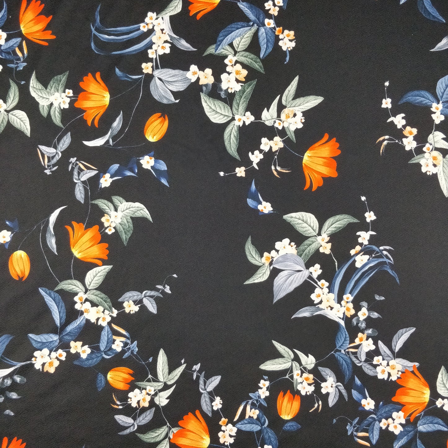 FS194 Orange Tulip | Fabric | black, drape, Dress Fabric, Dress making, Dressmaking Fabric, Fabric, fashion fabric, Floral, Flower, FS194, limited, Liverpool, making, Orange, Pink, Purple, Sale, sewing, Summer, Waffle, White, Yellow | Fabric Styles