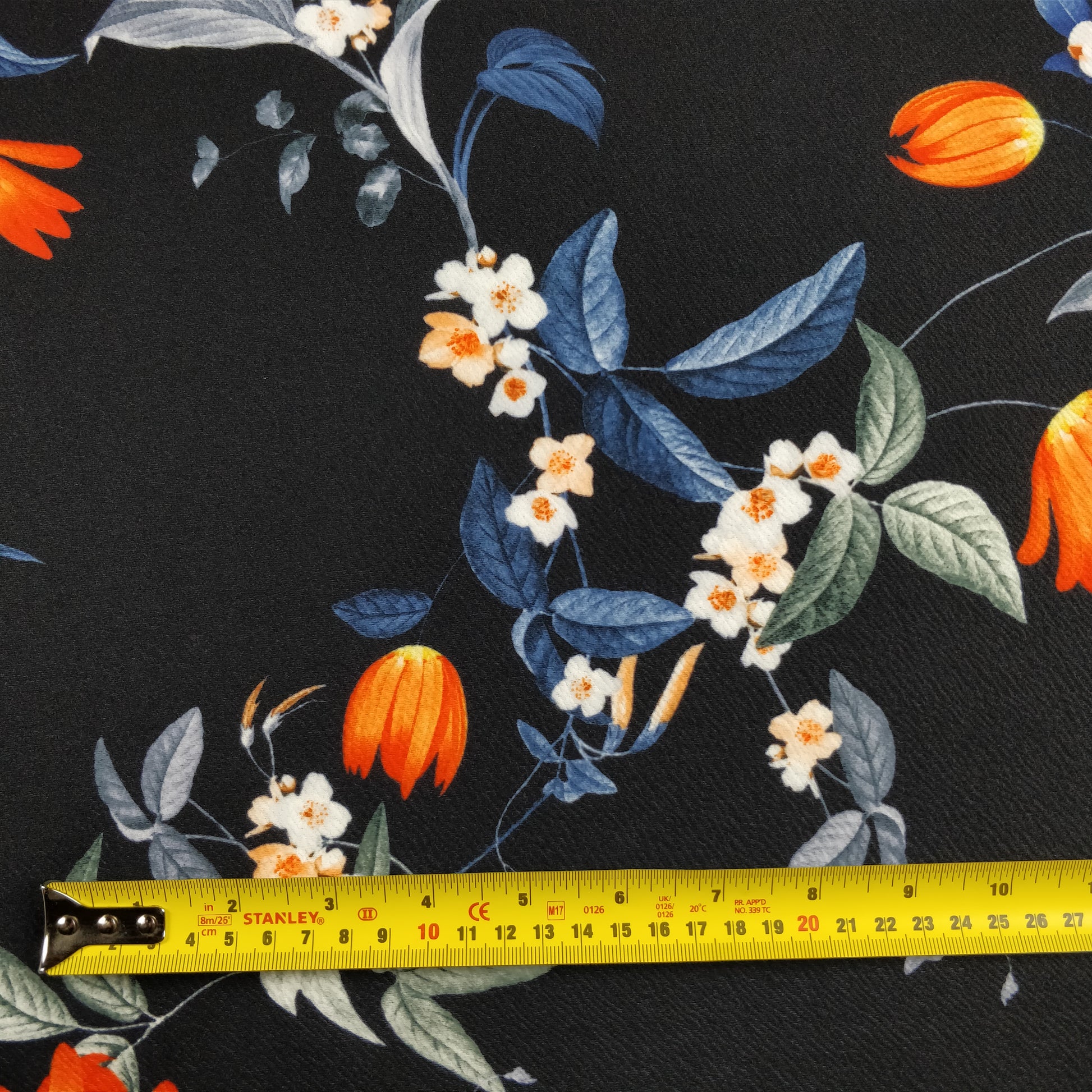 FS194 Orange Tulip | Fabric | black, drape, Dress Fabric, Dress making, Dressmaking Fabric, Fabric, fashion fabric, Floral, Flower, FS194, limited, Liverpool, making, Orange, Pink, Purple, Sale, sewing, Summer, Waffle, White, Yellow | Fabric Styles