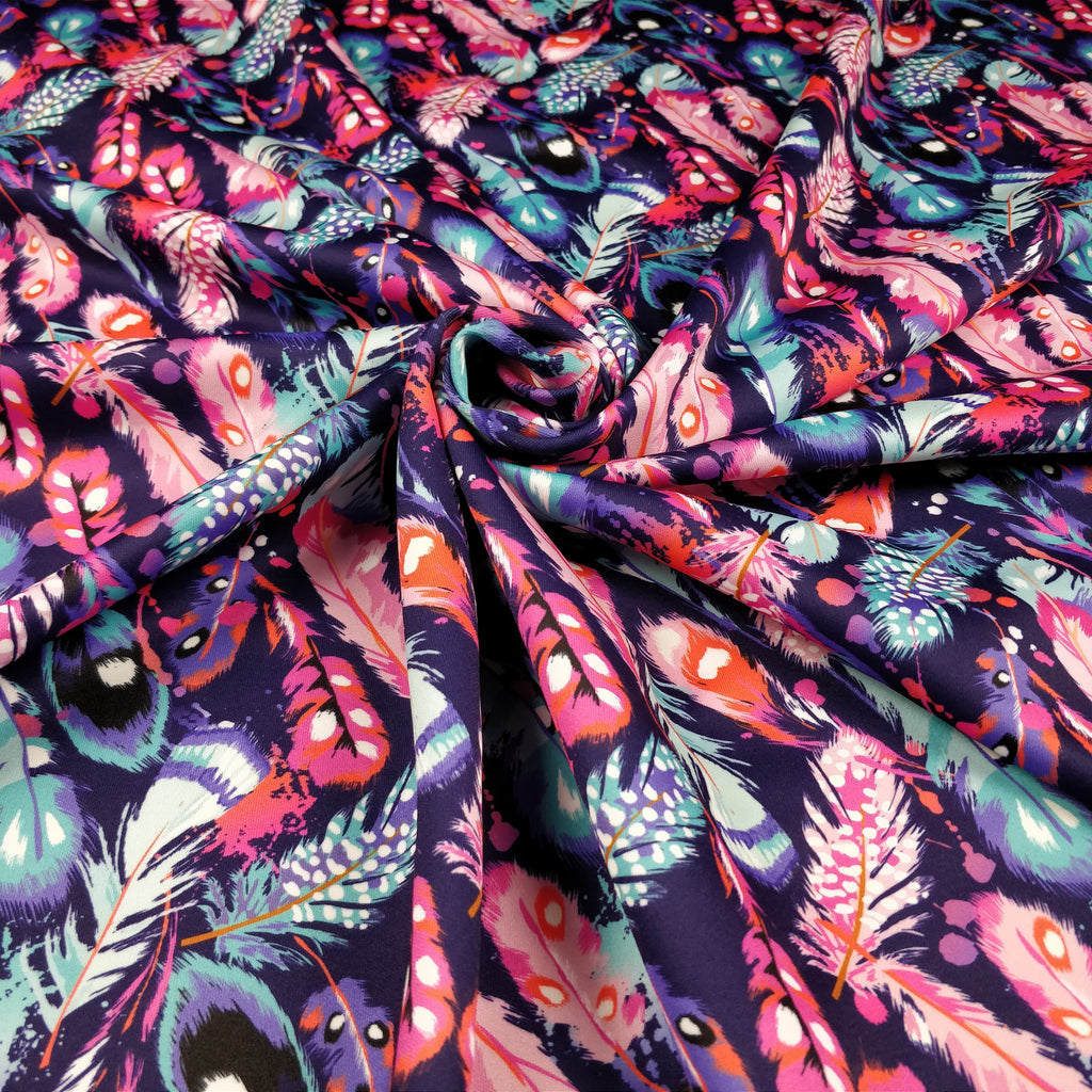 FS198 Purple Ground Pink Feathers Fabric – Fabric Styles
