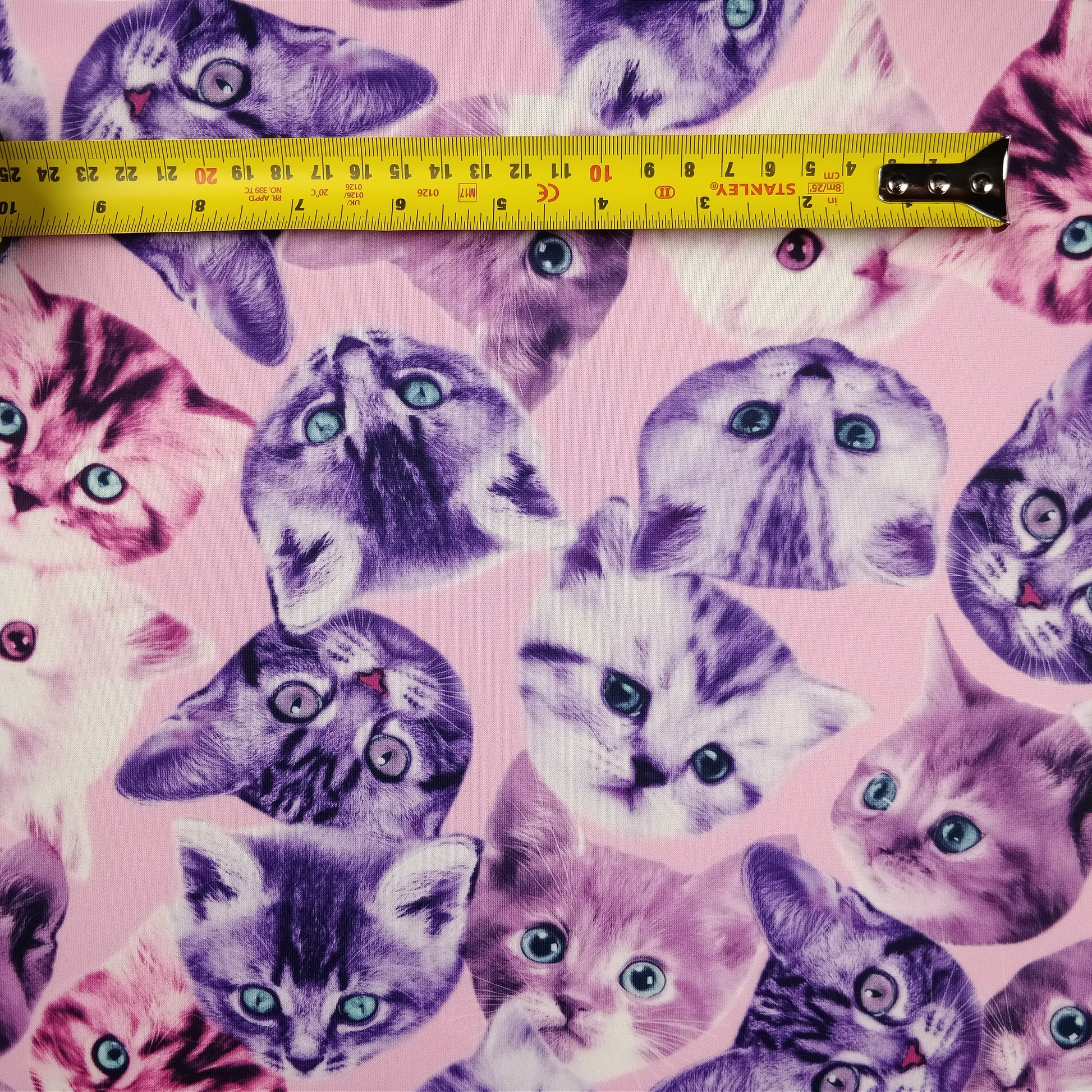 FS205_1 Purple Cats | Animal, Cat, Cats, children's, Conversational, drape, Fabric, fabricstyles, fashion fabric, Kids, Kiten, Kittens, Light Pink, making, Purple, Scuba | Fabric Styles