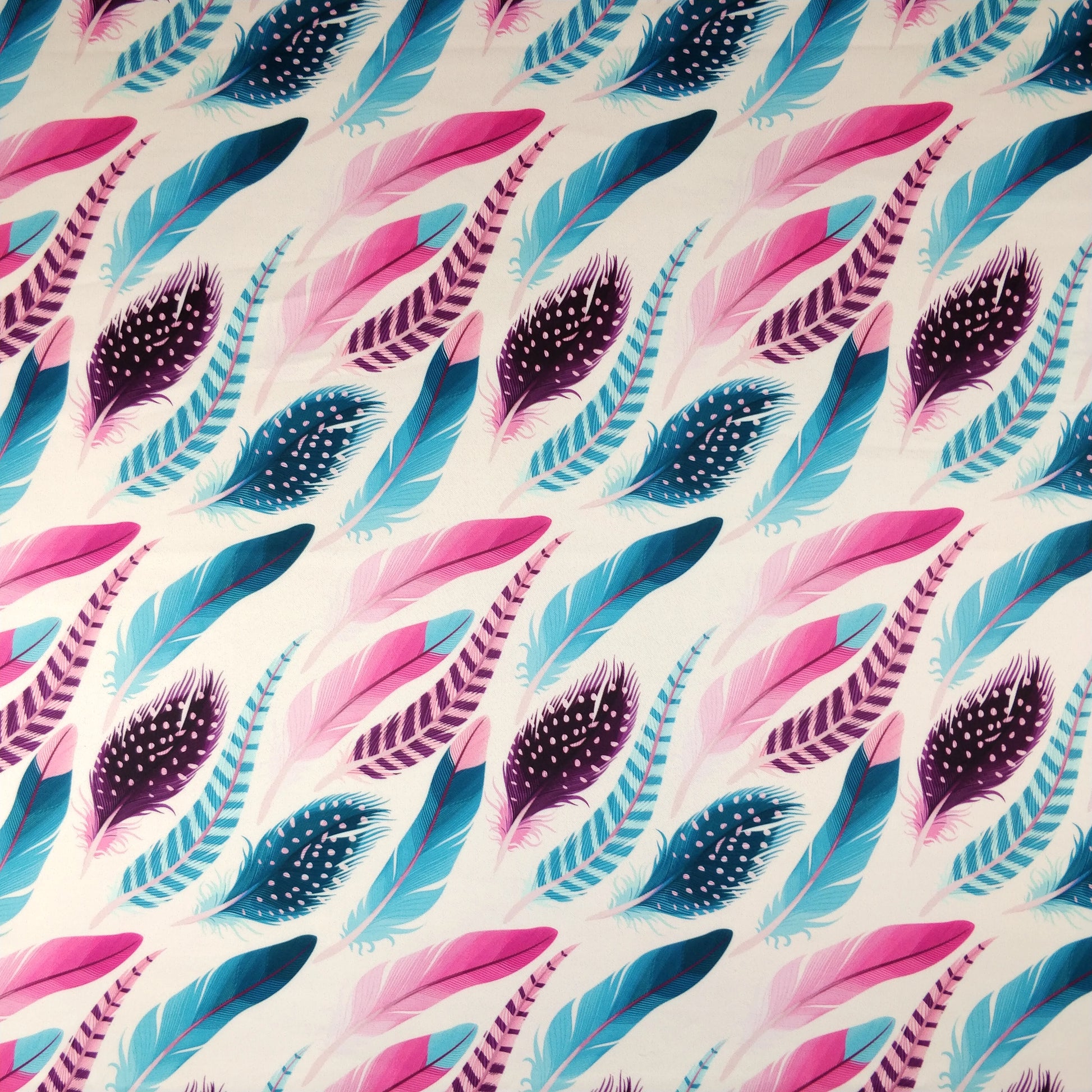 FS252 Pink Feathers | Fabric | Blue, Exclusive, Fabric, fashion fabric, Feather, Feathers, Fether, Fethers, High Fashion, Pink, Scuba | Fabric Styles