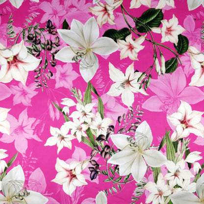 FS314 Lily Amaryllis Floral | Fabric | Amaryllis, Fabric, Floral, Flower, Flowers, Leaf, Leaves, Light, Lily, Oriental Lily, Pearl, Peony, Pink, Purple, Scuba, Summer, White | Fabric Styles