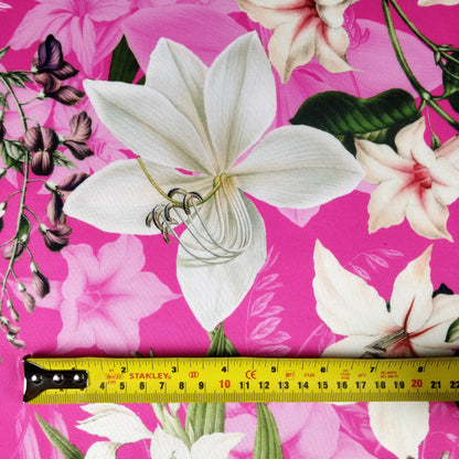 FS314 Lily Amaryllis Floral | Fabric | Amaryllis, Fabric, Floral, Flower, Flowers, Leaf, Leaves, Light, Lily, Oriental Lily, Pearl, Peony, Pink, Purple, Scuba, Summer, White | Fabric Styles