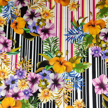 FS392 Aconite | Fabric | Dress making, dressmaking, elastane, fabric, fabrics, fashion fabric, floral, Flower, flowers, green, High Fashion, jersey, khaki, leggings, making, poly, polyester, scuba, sewing, skirt, Stretch, stretchy, Stripe, Stripes, Summer | Fabric Styles