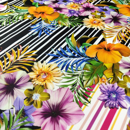 FS392 Aconite | Fabric | Dress making, dressmaking, elastane, fabric, fabrics, fashion fabric, floral, Flower, flowers, green, High Fashion, jersey, khaki, leggings, making, poly, polyester, scuba, sewing, skirt, Stretch, stretchy, Stripe, Stripes, Summer | Fabric Styles