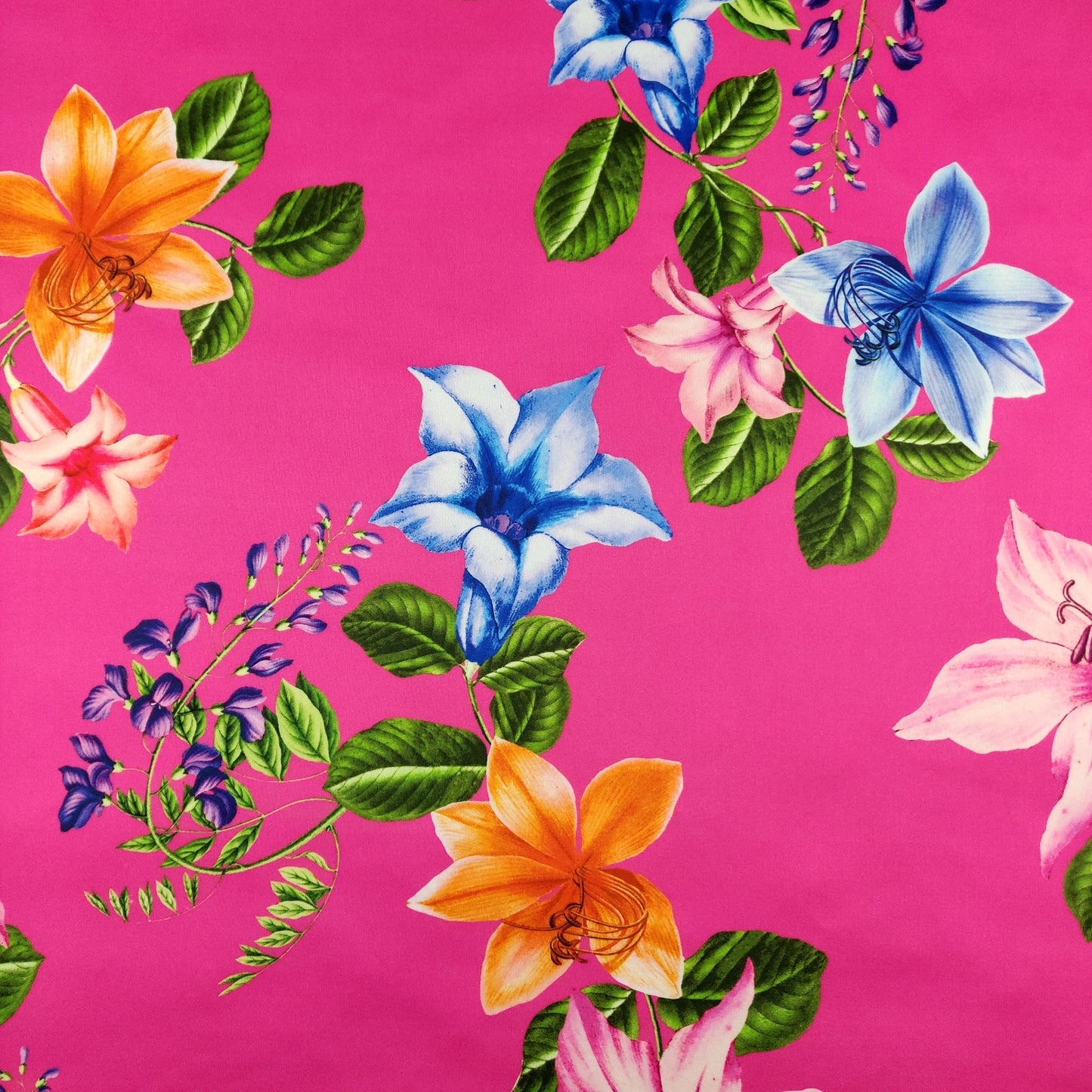 FS403 Fuchsia Floral | Fabric | Dress making, dressmaking, fabric, fabrics, fashion fabric, floral, Flower, flowers, Fuchsia, Fuscia, Fushchia, High Fashion, jersey, Pink, scuba, sewing, Summer | Fabric Styles