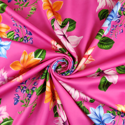 FS403 Fuchsia Floral | Fabric | Dress making, dressmaking, fabric, fabrics, fashion fabric, floral, Flower, flowers, Fuchsia, Fuscia, Fushchia, High Fashion, jersey, Pink, scuba, sewing, Summer | Fabric Styles