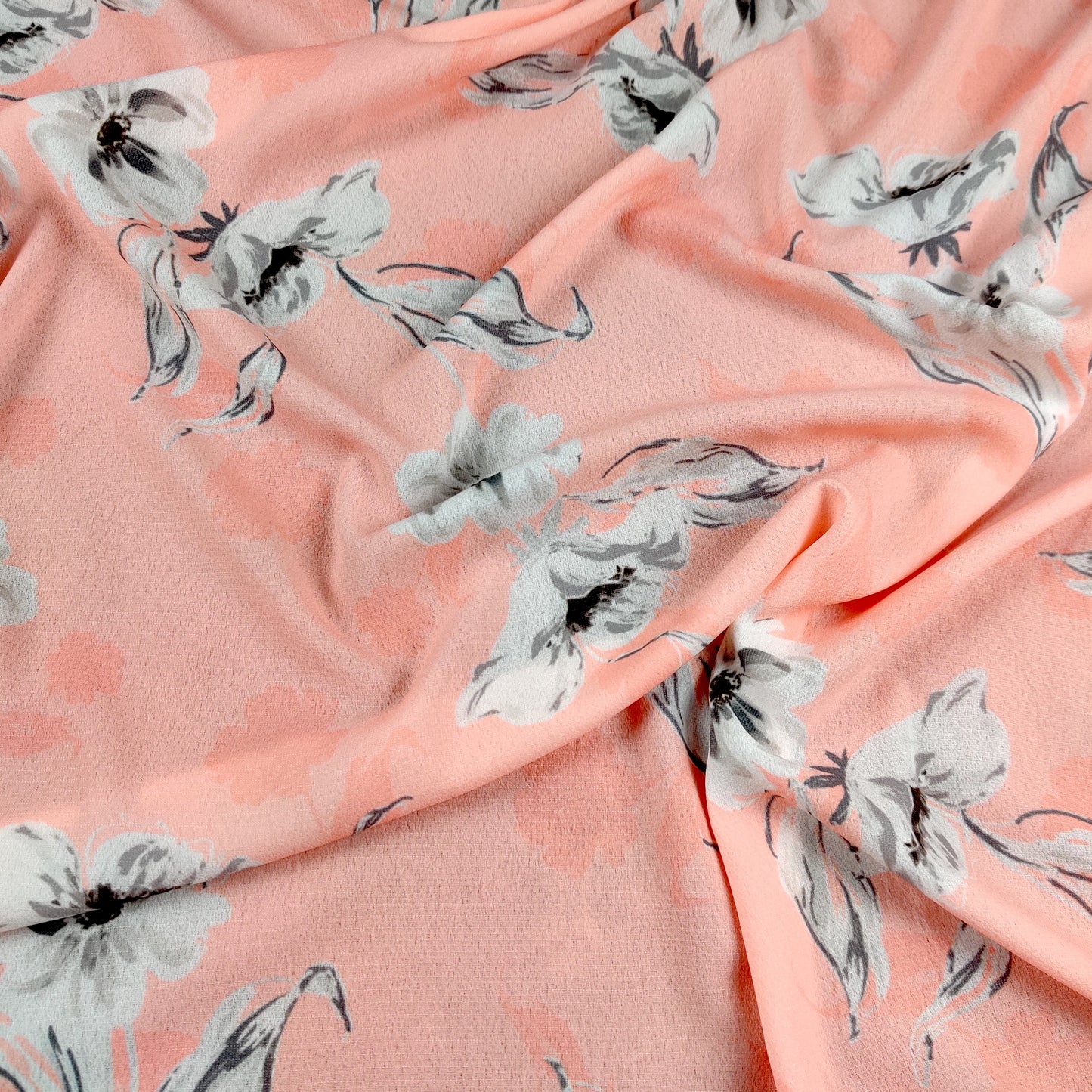 FS371 Orange Floral | Fabric | Bubble Crepe, Crepe, drape, Fabric, fashion fabric, limited, sale, sewing, Stretchy | Fabric Styles