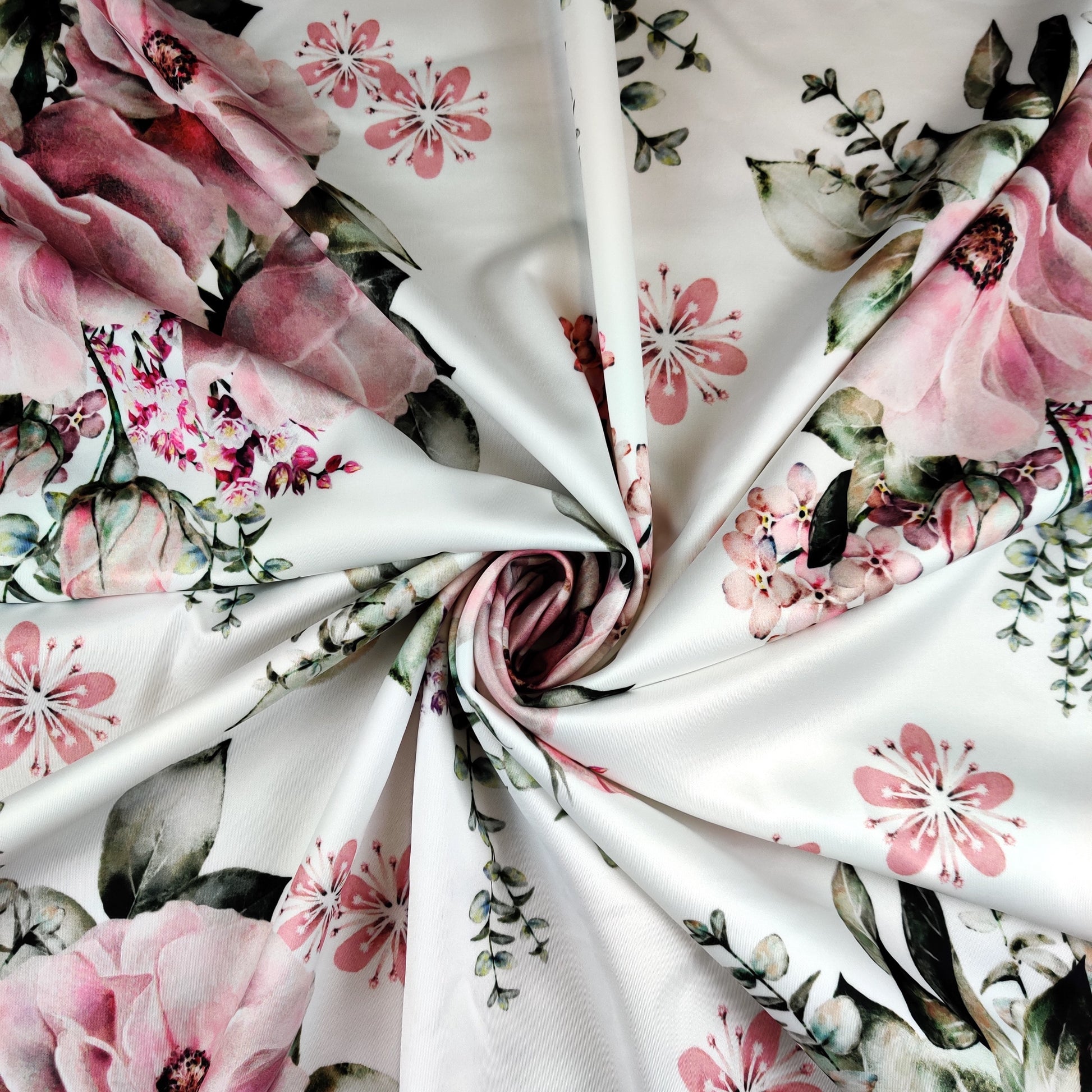 FS428 Pink Elegance | Fabric | drape, Fabric, fashion fabric, Floral, Flower, Flowers, Scuba, sewing, Stretchy | Fabric Styles