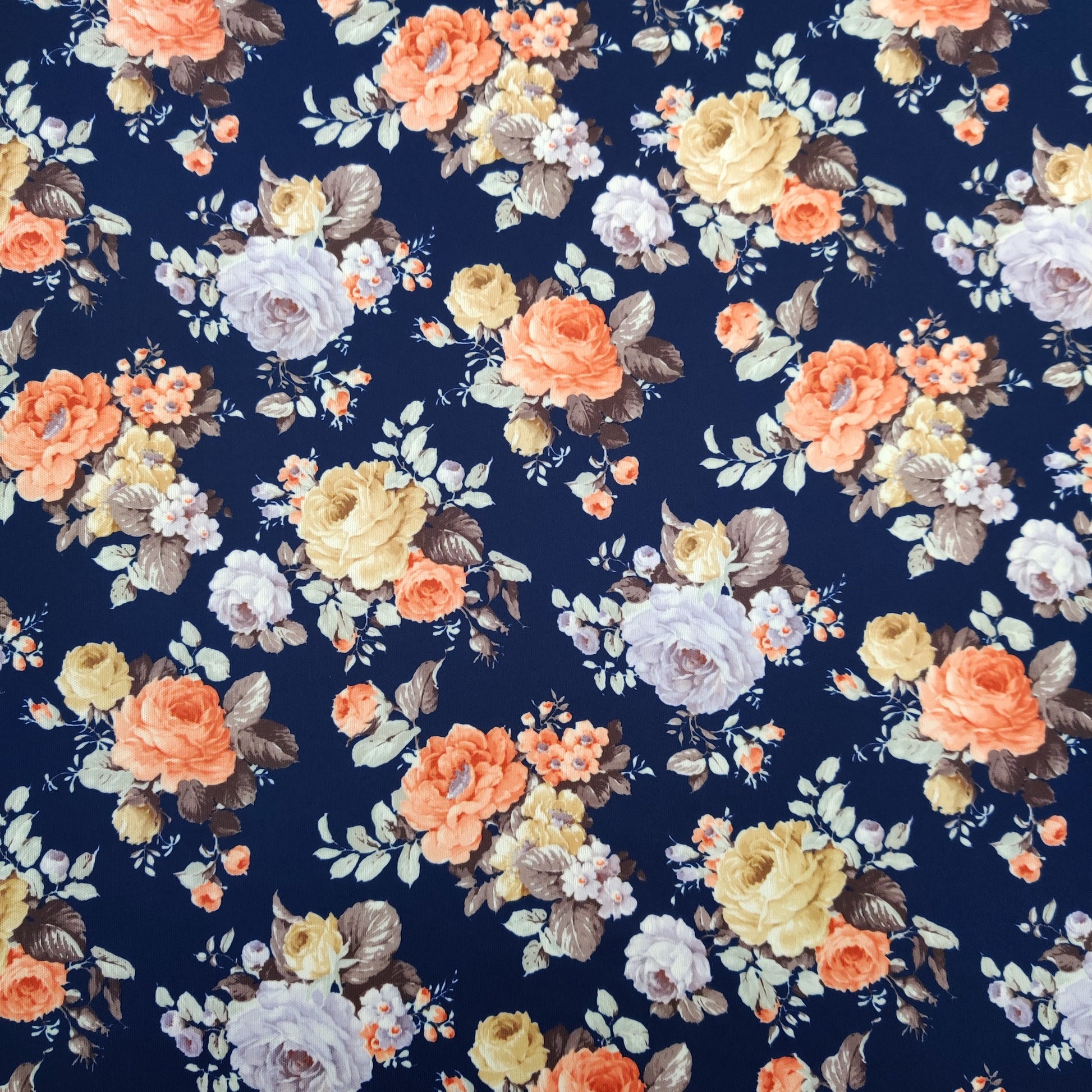 FS333_2 Navy Floral | crepe, Fabric, floral, interlock, Sale | Fabric Styles