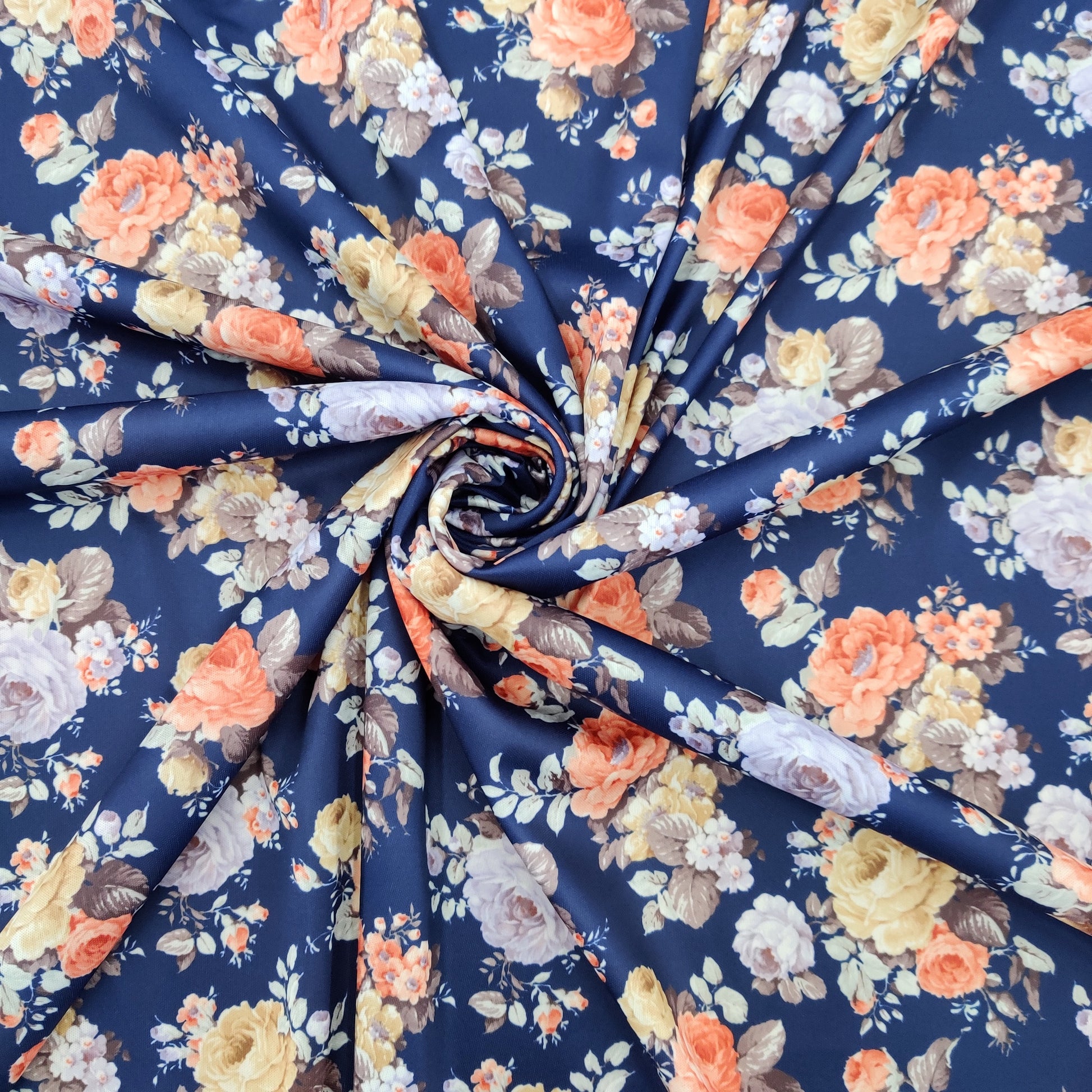 FS333_2 Navy Floral | crepe, Fabric, floral, interlock, Sale | Fabric Styles