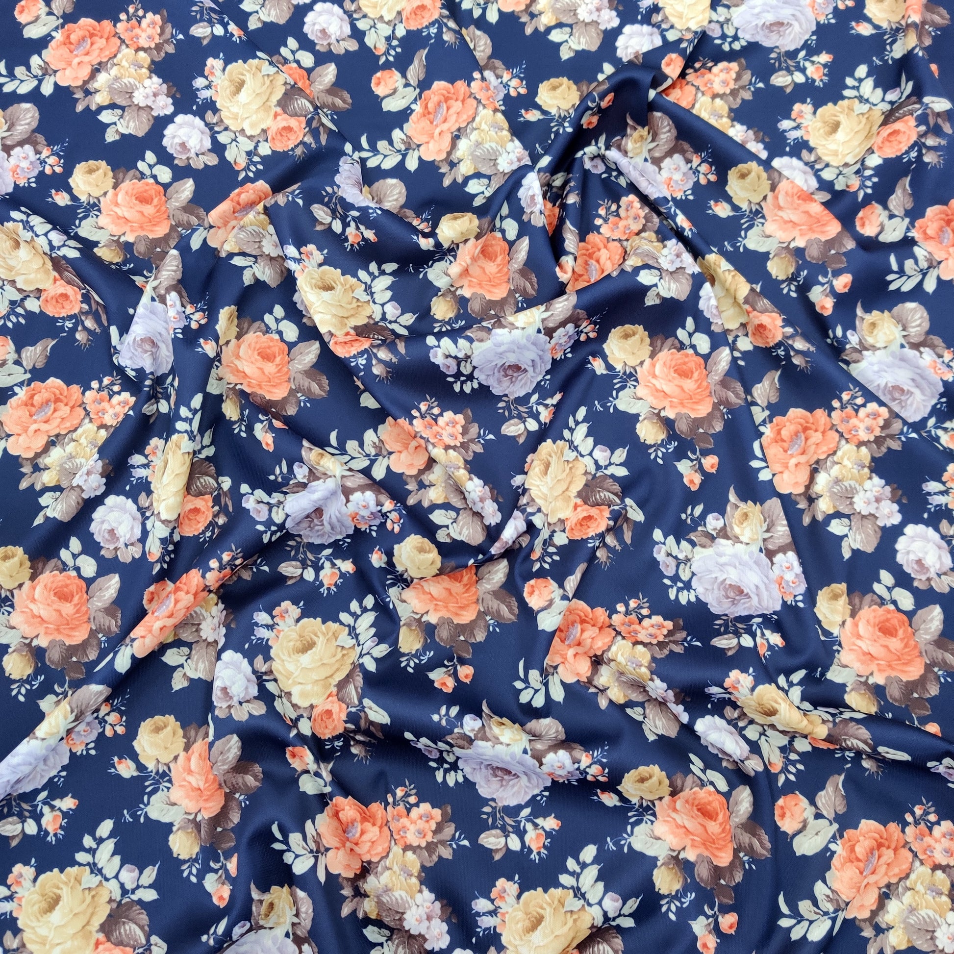 FS333_2 Navy Floral | crepe, Fabric, floral, interlock, Sale | Fabric Styles