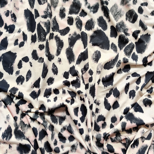 FS511 Blush Leopard  ITY Silky Stretch Knit Fabric Beige & Pink | Fabric | drape, Dress Fabric, Dress making, Dressmaking Fabric, Fabric, fashion fabric, Floral, ITY, making, Pink, Polyester, SALE, sewing | Fabric Styles