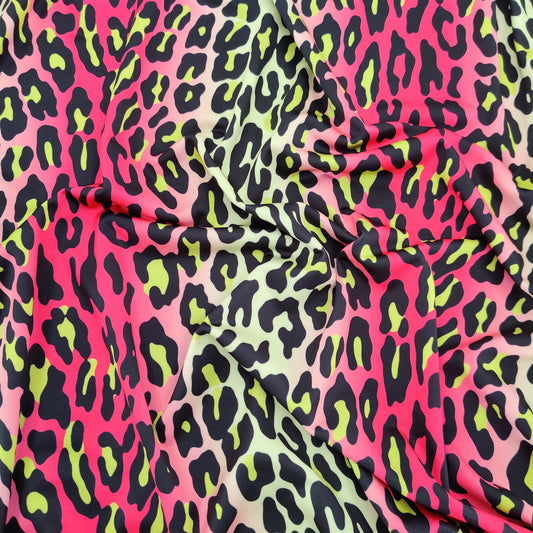 FS528 Neon Ombre Leopard | Fabric | animal, cheetah, Fabric, Leopard, lime, Neon, pink, polyester, spandex, yellow | Fabric Styles