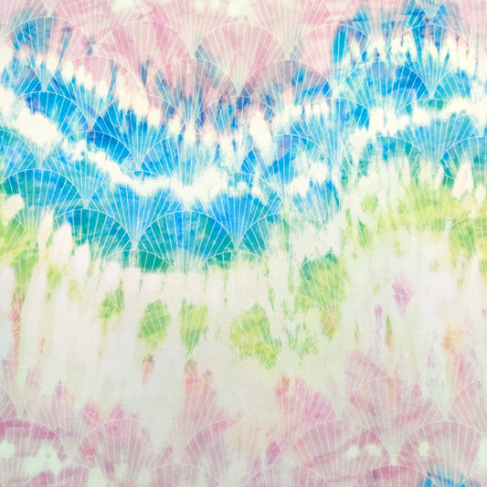 FS563 Mermaid Tie Dye Silky Stretch Knit Fabric | Fabric | children, drape, Fabric, fashion fabric, kids, Moon, SALE, sewing, Soft Touch, star, Stars, Stretchy, Tie Dye | Fabric Styles