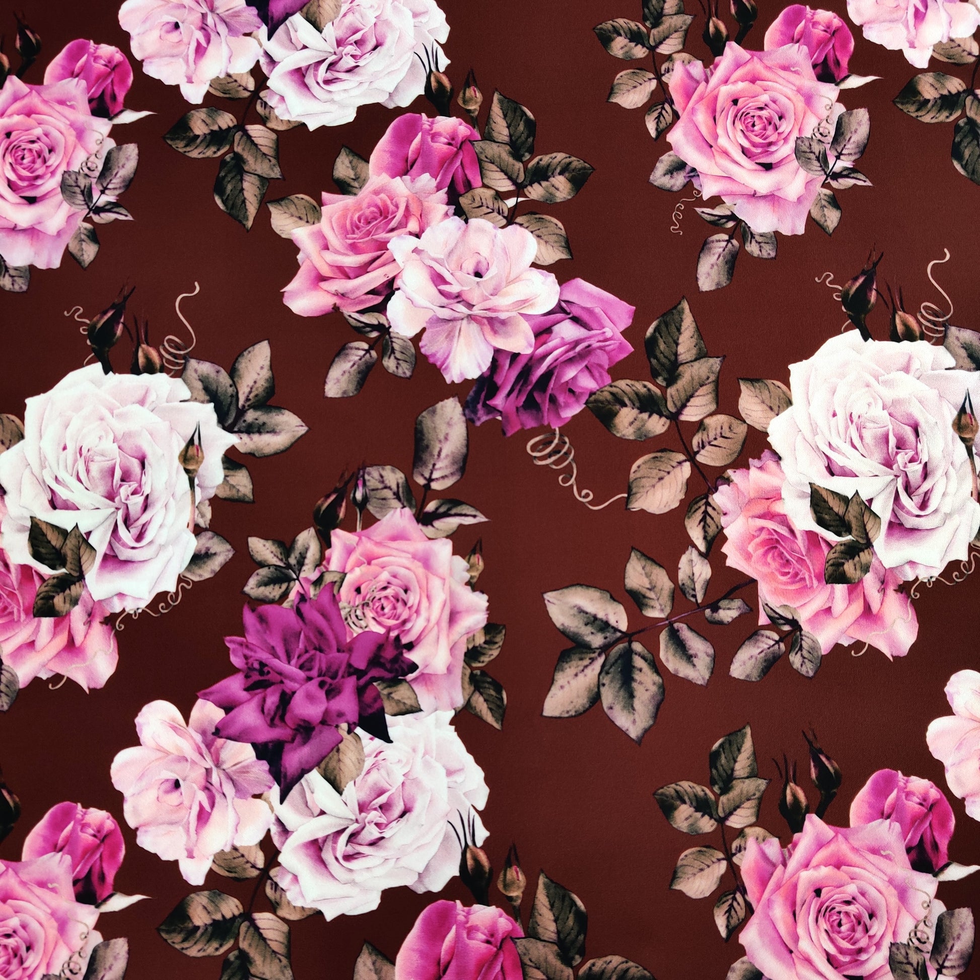 FS551 Maroon Floral | Fabric | brown, drape, Eagle, Fabric, fashion fabric, Floral, Flower, maroon, pink, Scuba, sewing, Stretchy | Fabric Styles