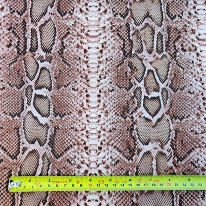 FS062_9 Snake Skin Scuba Stretch Knit Fabric Pink & Brown