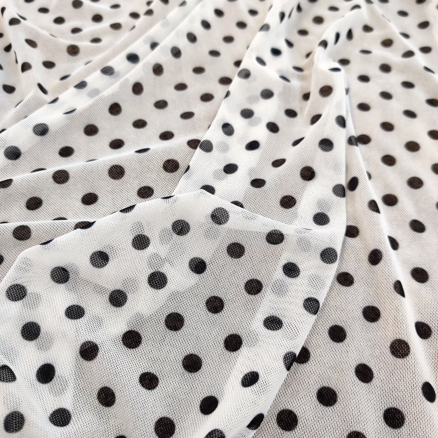 FS565 Spots | Fabric | black, dot, dots, drape, Fabric, fashion fabric, FS133, jersey, making, Power Mesh, Powermesh, SALE, sewing, spot, Spots, stretch, Stretchy, white | Fabric Styles