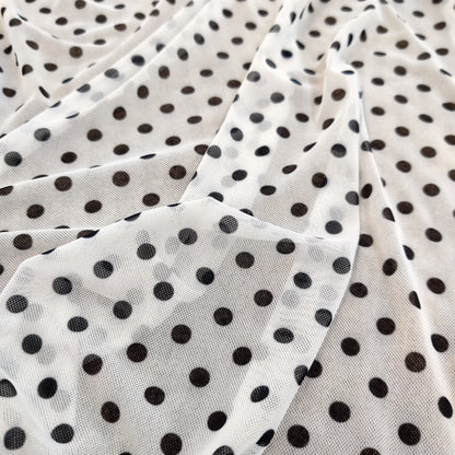 FS565 Spots | Fabric | black, dot, dots, drape, Fabric, fashion fabric, FS133, jersey, making, Power Mesh, Powermesh, SALE, sewing, spot, Spots, stretch, Stretchy, white | Fabric Styles