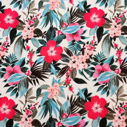 FS531 Floral | Fabric | drape, Fabric, fashion fabric, Floral, jersey, making, sewing, spun polyester, Spun Polyester Elastane, stretch, Stretchy, Tropical | Fabric Styles