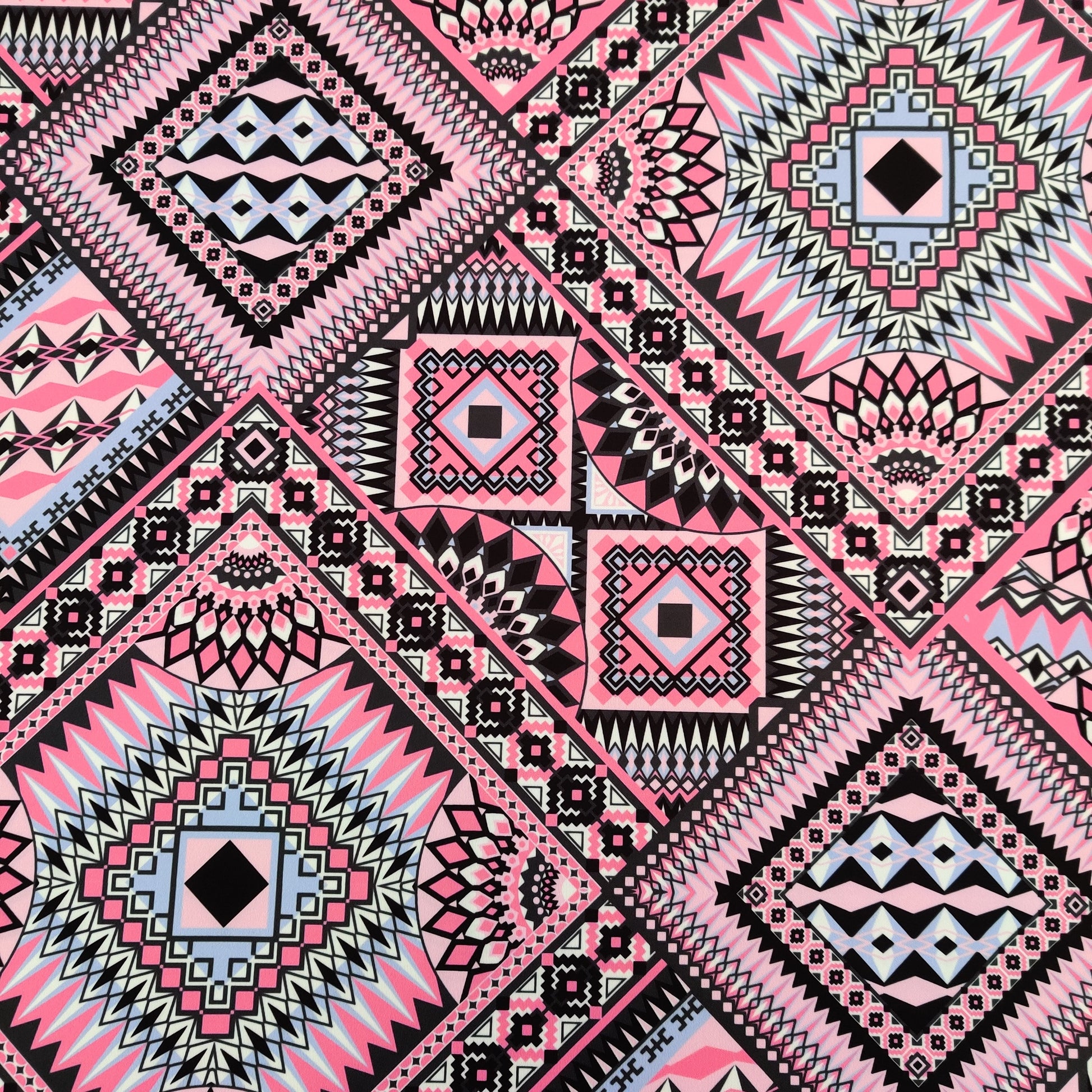 FS567 Pink Aztec | Fabric | aztec, Fabric, fashion fabric, geometric, making, pink, Scuba, sewing, Stretchy, tile | Fabric Styles