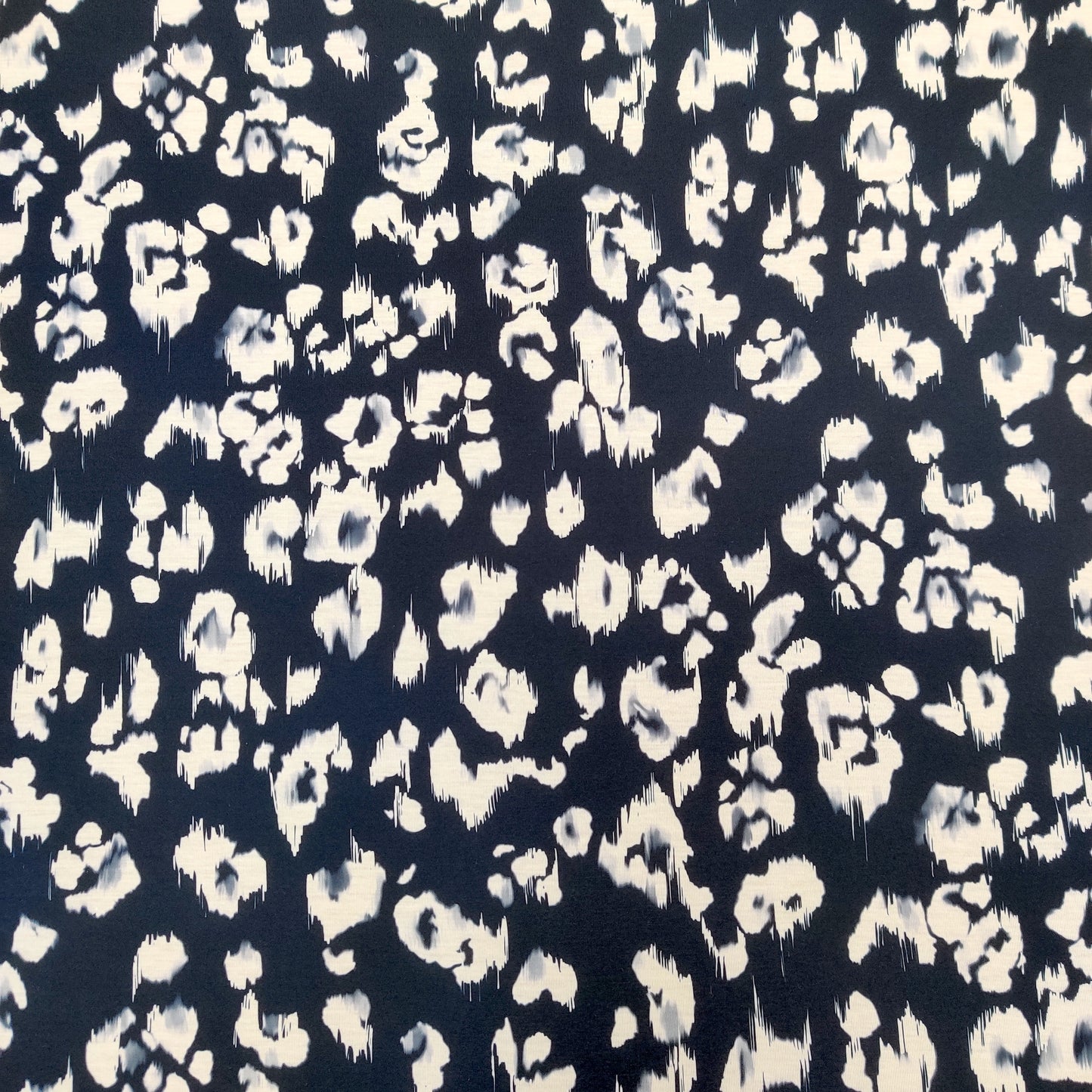 FS572 Monochrome Leopard | Fabric | Animal, Cheetah, Fabric, fashion fabric, Leopard, Navy, sewing, spun poly, Spun Polyester, Spun Polyester Elastane, Stretchy | Fabric Styles