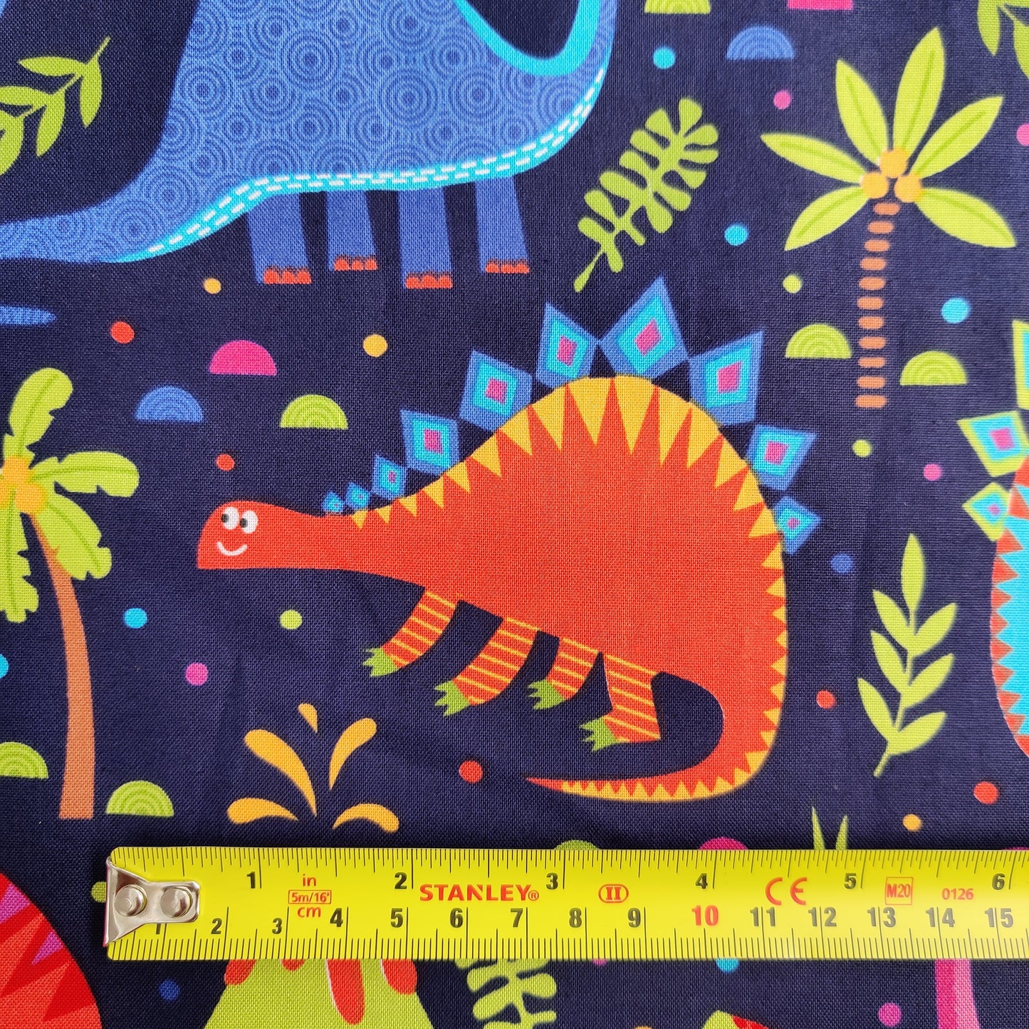 FS625 Dino World Navy Cotton | Fabric | Animal, Black, blue, Children, Cotton, Denim, Dino, Dinosaur, drape, Fabric, fashion fabric, Kids, Light blue, making, sewing, Skirt, Yellow | Fabric Styles