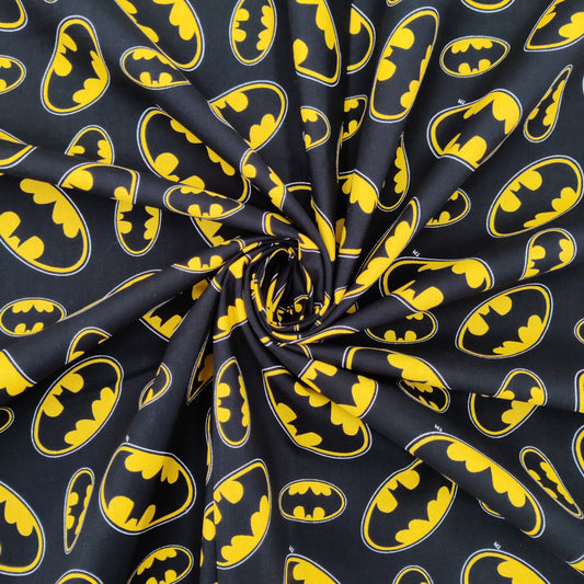 FS636_1 Batman Logo | Fabric | Batman, Brand, Branded, Children, Comic, Comics, Cotton, Cotton SALE, DC, Fabric, fashion fabric, Kids, Logo, making, sewing, Skirt | Fabric Styles