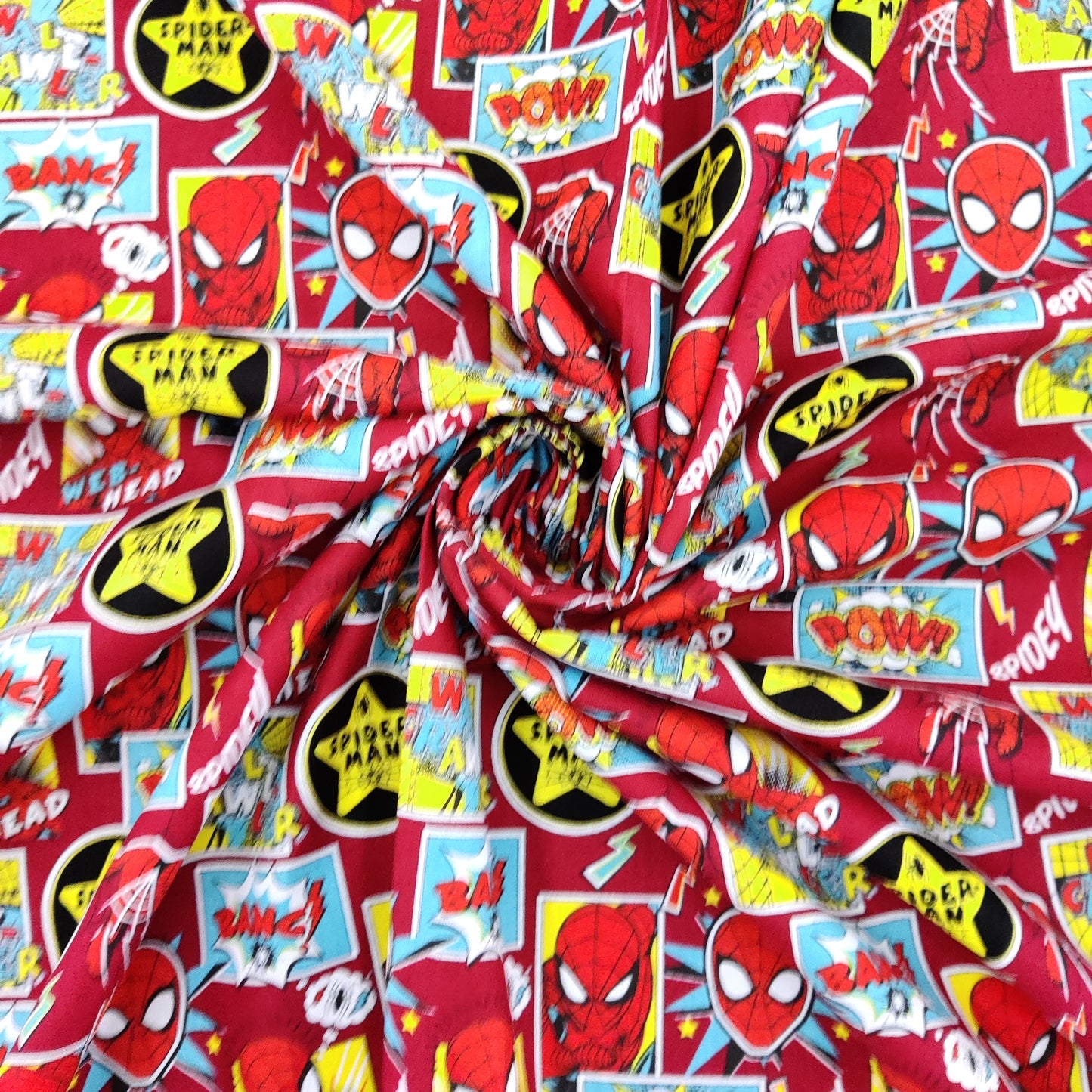 FS756_1 Spider-Man Red | Fabric | Black, Black Widow, Blue, Brand, Branded, Children, comic, comics, Cotton, Fabric, fashion fabric, Flash, hero, Kids, Light blue, logo, making, man, Marvel Comics, Spider, Spider Man, Spiderman, super, superhero | Fabric Styles