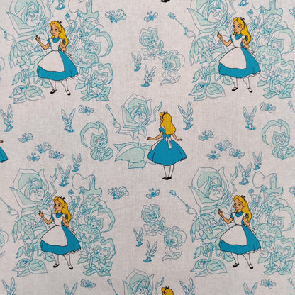 FS757_1 Alice in Wonderland | Fabric | Alice, Alice in Wonderland, blue, Brand, Branded, Children, Cotton, Denim, Disney, drape, Fabric, fashion fabric, Kids, Light blue, Limited, making, Pink, Sale, sewing, Skirt, wonderland | Fabric Styles