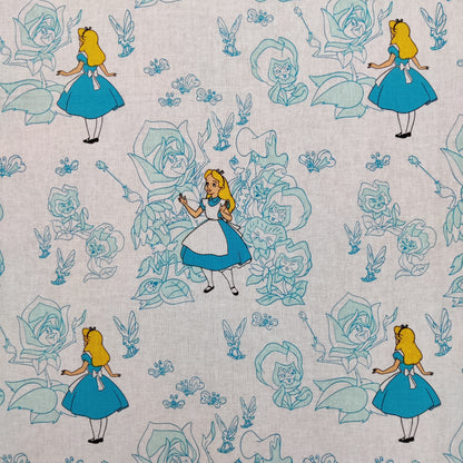 FS757_1 Alice in Wonderland | Fabric | Alice, Alice in Wonderland, blue, Brand, Branded, Children, Cotton, Denim, Disney, drape, Fabric, fashion fabric, Kids, Light blue, Limited, making, Pink, Sale, sewing, Skirt, wonderland | Fabric Styles