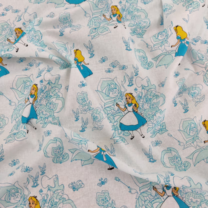 FS757_1 Alice in Wonderland | Fabric | Alice, Alice in Wonderland, blue, Brand, Branded, Children, Cotton, Denim, Disney, drape, Fabric, fashion fabric, Kids, Light blue, Limited, making, Pink, Sale, sewing, Skirt, wonderland | Fabric Styles