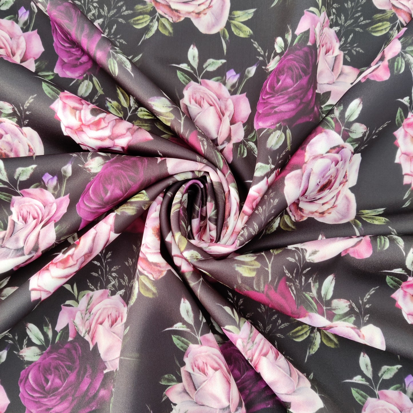 FS799 Rosey Floral | Fabric | fabric, Floral, jersey, Purple, scuba, stretch | Fabric Styles