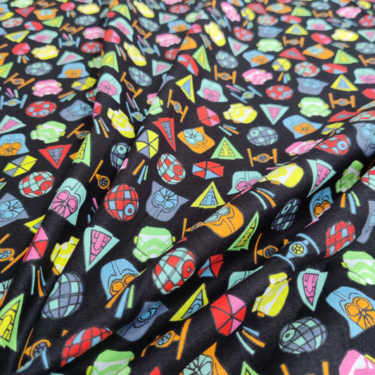 FS598_2 Star Wars Icons Cotton | Fabric | Brand, Branded, Children, comic, Cotton, Darth, Darth Vader, Fabric, fashion fabric, Flash, Iron Man, Kids, logo, making, man, Navy, Star, Star Wars, Vader, War, Wars | Fabric Styles