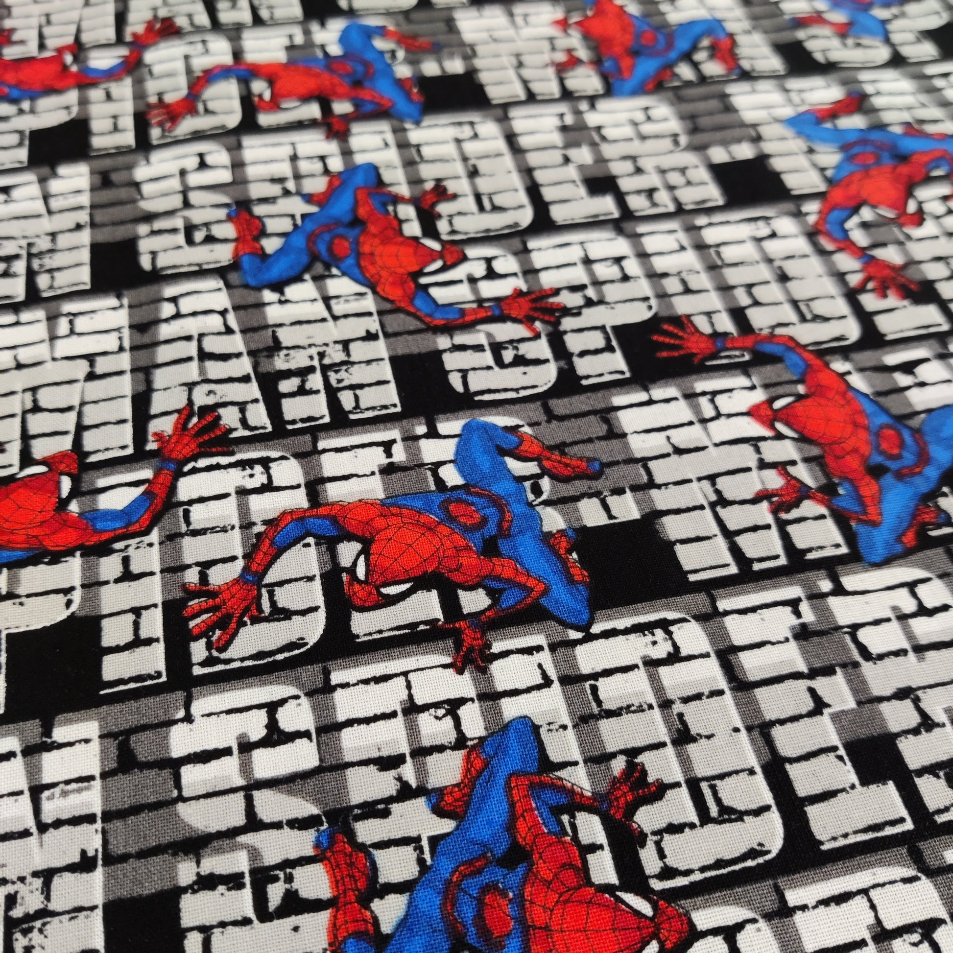 FS756_3 Spider-Man Wall Crawler Cotton | Fabric | Black, Black Widow, Blue, Brand, Branded, Children, comic, comics, Cotton, Cotton SALE, Fabric, fashion fabric, Flash, hero, Kids, Light blue, logo, making, man, Marvel Comics, Spider, Spider Man, Spiderman, super, superhero | Fabric Styles