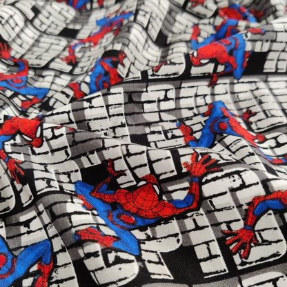 FS756_3 Spider-Man Wall Crawler Cotton | Fabric | Black, Black Widow, Blue, Brand, Branded, Children, comic, comics, Cotton, Cotton SALE, Fabric, fashion fabric, Flash, hero, Kids, Light blue, logo, making, man, Marvel Comics, Spider, Spider Man, Spiderman, super, superhero | Fabric Styles